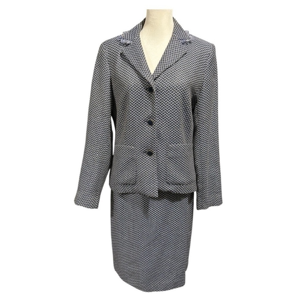 NICOLA Tweed Italian 2 Piece Suit Blazer Skirt Size 6 Vintage Professional